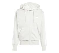 adidas Uomo Essential Three Stripes Fleece Zipper Hoodie, Wonder Alumina/White, XL