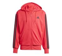 adidas Uomo Essential Three Stripes French Terry Fullzip Hoodie, Pure Ruby/Black, L