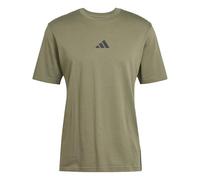 adidas Uomo Essential Three Stripes Single Jersey Tee, Olive Strata/Black, L