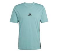 adidas Uomo Essential Three Stripes Single Jersey Tee, Powder Teal/Black, M