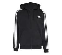 adidas Uomo Essentials 3-Stripes Fleece Full-Zip Hoodie Sweatshirt, Black/White, L