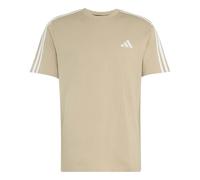 adidas Uomo Essentials 3-Stripes Single Jersey Left Chest Nded Shirt, Khaki Three/White, XS