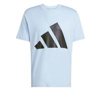 adidas Uomo Essentials Big Logo Single Jersey Tee, Glow Blue/Black, M