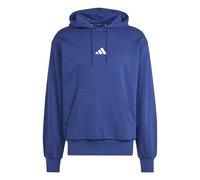 Felpa con cappuccio adidas Essentials Feelcozy Fleece blu scuro bianco - M