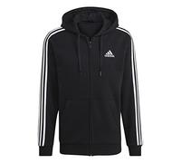 Felpa con cappuccio Essentials Fleece 3-Stripes Full-Zip Black S