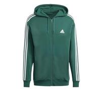 Adidas Uomo Essentials Fleece 3-Stripes Full-Zip Hoodie, Collegiate Green/White, L