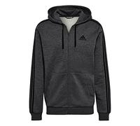 adidas Uomo Essentials Fleece 3-Stripes Full-Zip Hoodie, Dark Grey Heather, 5XL