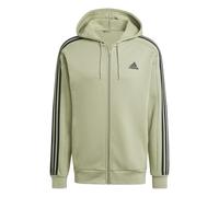adidas Uomo Essentials Fleece 3-Stripes Full-Zip Hoodie, Tent Green F16/BLACK, XS