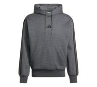 adidas Uomo Essentials Fleece 3-Stripes Hoodie, Dark Grey Heather/Black, M