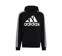 adidas Essentials Fleece 3-Stripes Logo Hoodie, Felpa con Cappuccio Uomo, Black/White, L
