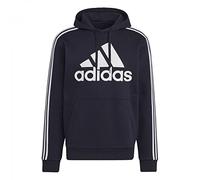 adidas Uomo Essentials Fleece 3-Stripes Logo Hoodie, Legend Ink / White, L