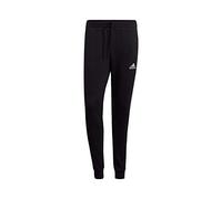 adidas Uomo Essentials Fleece Fitted 3-Stripes Pants, Black/White, S