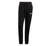 adidas Uomo Essentials Fleece Tapered Cuff 3-Stripes Pants, Black/White, S