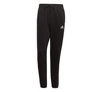 adidas Uomo Essentials Fleece Tapered Elastic Cuff 3-Stripes Pants, Black, M