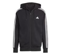adidas Uomo Essentials French Terry 3-Stripes Full-Zip Hoodie, Black / White, L