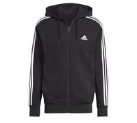 adidas Uomo Essentials French Terry 3-Stripes Full-Zip Hoodie, Black / White, L