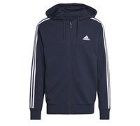 adidas Uomo Essentials French Terry 3-Stripes Full-Zip Hoodie, Legend Ink / White, XS