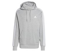 adidas Uomo Essentials French Terry 3-Stripes Hoodie, Medium Grey Heather/White, S