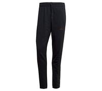 adidas Uomo Essentials French Terry Tapered Elastic Cuff 3-Stripes Pants, black/olive strata, M