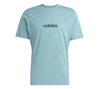adidas Uomo Essentials Linear Single Jersey Tee, Powder Teal/Black, XL