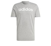adidas Uomo Essentials Single Jersey Linear Embroidered Logo Tee, Medium Grey Heather, S Tall