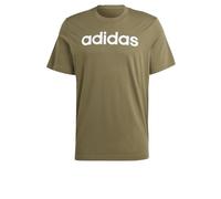 adidas Uomo Essentials Single Jersey Linear Embroidered Logo Tee, Olive Strata, S