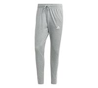 adidas Uomo Essentials Single Jersey Tapered Open Hem 3-Stripes Pants, medium grey heather/white, XXL