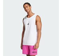 adidas Uomo Essentials Small Logo Single Jersey Tank Top Shirt, White/Black, XS