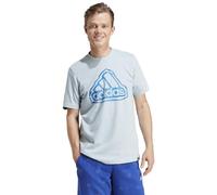 adidas Uomo Folded Badge Graphic Tee, Wonder Blue, L Tall