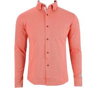 Adidas Uomo Golf Business Camicia Manica Lunga A Righe Slim Salmone Corallo