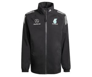 adidas Uomo MERCEDES - AMG PETRONAS FORMULA ONE TEAM MECHANICS RAIN JACKET MEN, Black/Reflective Silver, XS