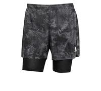 adidas - Running Own The Run - Pantaloncini 2 in 1 con stampa grigia e nera-Grigio M