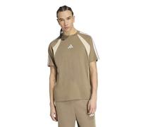 adidas Uomo Seasonal Essentials Colorblock Shirt, Khaki Six/Crystal Linen/off White, S