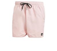 adidas Uomo Stripey Classics Swim Shorts Short Length, Preloved Crimson/White, XS