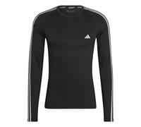 adidas Uomo Techfit 3-Stripes Training Long Sleeve Tee, Black, S