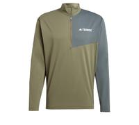 adidas Uomo Terrex Multi Climacool Half Zip Long Sleeve, Olive Strata, XL