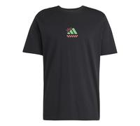adidas Uomo Three Slice Life, Pizza Back Graphic Tee, Short Sleeve, Black, XS