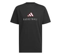 adidas Uomo Worldwide Hoops Logo Performance Graphic Tee, Black/White, L