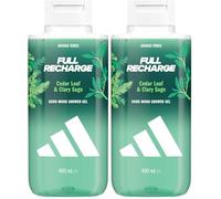 adidas Vibes Full Recharge Docciaschiuma, 400ml, Con Note di Foglia di Cedro e Salvia Sclarea, Profumo Genderful (Confezione da 2)