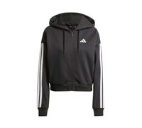 adidas Donna Essentials 3-Stripes French Terry Full Zip Hoodie Sweatshirt, Black/White, L