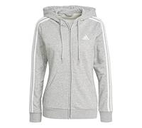 Adidas W 3S FT FZ HD, Felpa con Cappuccio Donna, Medium Grey Heather/White, S
