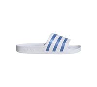 adidas Women's Adilette Aqua Slides Sandal, White/Blue Fusion Metallic/White, 9