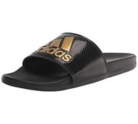 adidas Women's Adilette Comfort Slides Sandal, Black/Gold Metallic/Black, 10