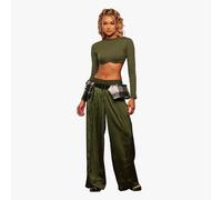 Adidas X Ivy Park Beyoncé Collection Crop Top a maniche lunghe kaki L UK 16 18