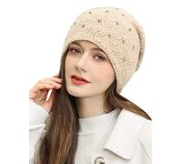 Adigaber Donne Slouchy Berretti Lungo Caldo Elegante Beanie Cappelli Invernali con Pregiata Decorazione di Strass Taglia Unica