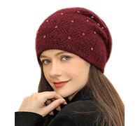 Adigaber Donne Slouchy Berretti Lungo Caldo Elegante Beanie Cappelli Invernali con Pregiata Decorazione di Strass Taglia Unica