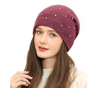 Adigaber Donne Slouchy Berretti Lungo Caldo Elegante Beanie Cappelli Invernali con Pregiata Decorazione di Strass Taglia Unica