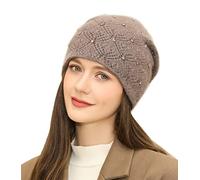 Adigaber Donne Slouchy Berretti Lungo Caldo Elegante Beanie Cappelli Invernali con Pregiata Decorazione di Strass Taglia Unica