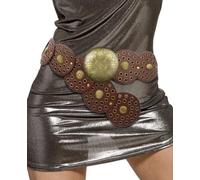 Adigau Breiter Scheibengürtel für Frauen Concho Leder Scheibengürtel Boho Western Taillengürtel Kleid Chunky Gürtel Damengürtel für Kleider Taillengürtel Kamel Abgerundete Mitte