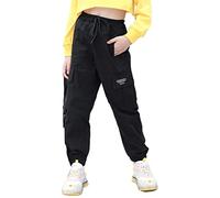 Adigau Pantaloni Cargo da bambina multi-tasche pantaloni da jogging Hip Hop Streetwear a vita alta, B1, 7-8 Anni